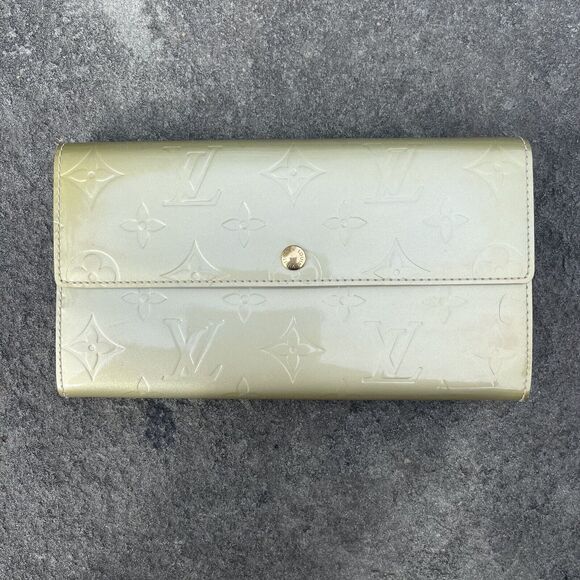 Louis Vuitton Green And Blue Vernis Sarah Wallet Patent Leather 2CC
